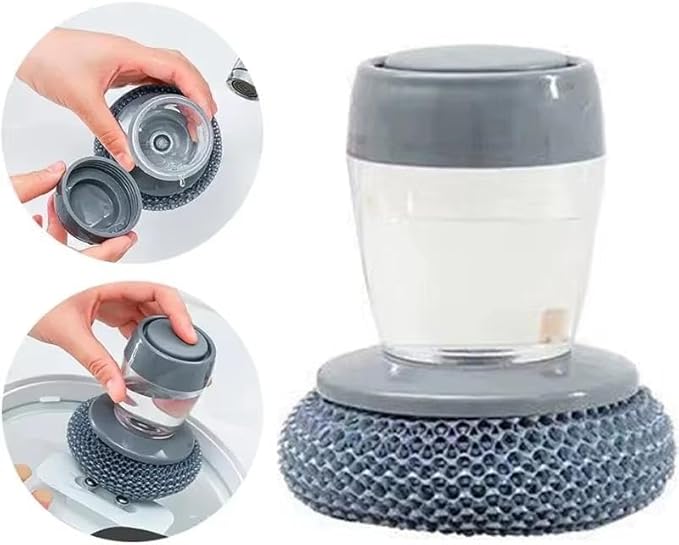 3-in-1 Self-Filling Soap Dispenser Brush - Ergonomic Grip for Easy Pot & Pan Washing