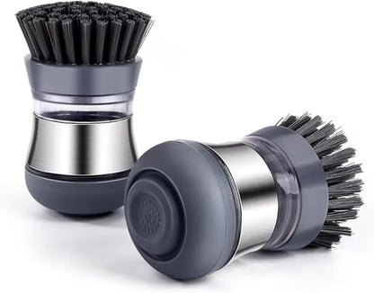 Stainless Steel Kitchen Soap Dispensing Dish Scrubber - Palm Brush for House Cleaning - Durable and Efficient Cleaning Tool (Pack of 1)