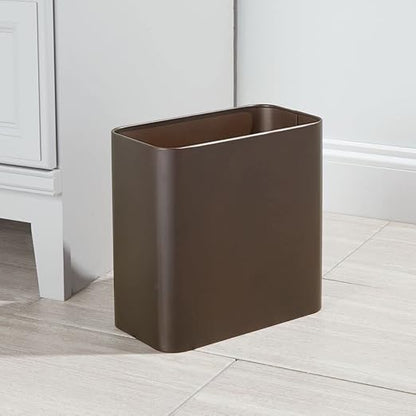 mDesign Small Metal 2.4 Gallon/9 Liter Trash Can Wastebasket Garbage Bin for Bathroom, Slim Rubbish Waste Bin Trashcans - Mirri Collection - Bronze