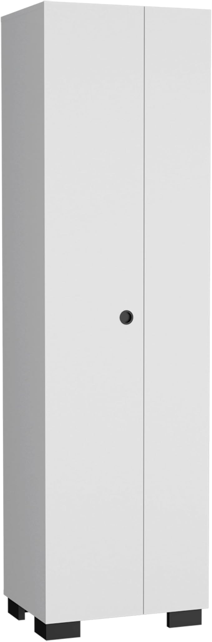 DEPOT E-SHOP Attica Broom Cabinet Double-Door Design with Inner Shelves and Side Hangers, White