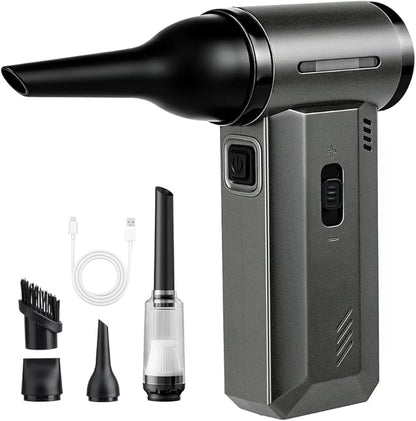 ODISTAR Compressed Air Duster - 130000 RPM Super Power Electric Air Duster, Rechargeable Cordless Air Blower with Stepless Speed Adjustable for Computer, Keyboard, Car, Home, Office