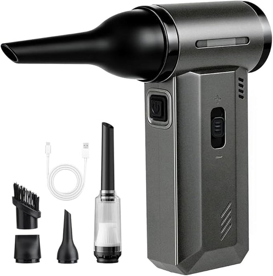 ODISTAR Compressed Air Duster - 130000 RPM Super Power Electric Air Duster, Rechargeable Cordless Air Blower with Stepless Speed Adjustable for Computer, Keyboard, Car, Home, Office