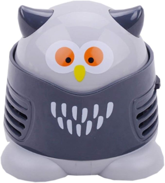 Portable Cartoon Mini Owl Table Dust Vacuum Cleaner Table Cleaning Assistance Keyboard Cleaning Dust Sweeper for Home Office by VESIPA