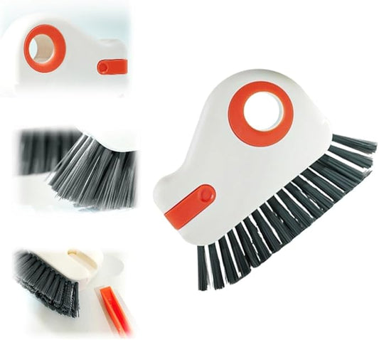 2 in 1 Groove Cleaning Brush Window Track Cleaning Tools, 2025 New Multifunction Hard Bristle Crevice Cleaner Brush with Hidden Scraper, Grout Cleaner Grip Brush for Sliding Door Track