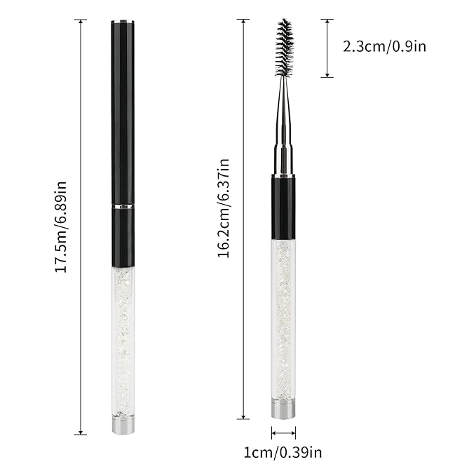 G2PLUS 3PCS Eyebrow Brushes with Cap, Portable and Bendable Brow Brush, Eyelash Mascara Brushes Wands Applicator Makeup Tools for Eyelash Extensions and Eyebrow Comb (Black）