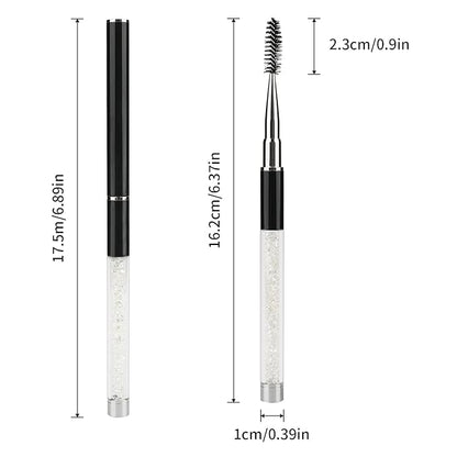 G2PLUS 3PCS Eyebrow Brushes with Cap, Portable and Bendable Brow Brush, Eyelash Mascara Brushes Wands Applicator Makeup Tools for Eyelash Extensions and Eyebrow Comb (Black）