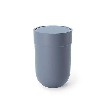 Umbra Touch Trash Can, Small Garbage Bin Waste Basket with Lid for Bathroom, Slate Blue
