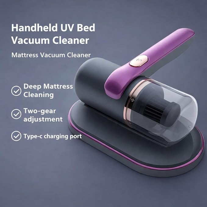 Mattress Vacuum Cleaner, Handheld UV Bed Vacuum Cleaner Effectively Clean Up Bed, Pillows, Cloth Sofas, Carpets and Ther Fabric Surfaces