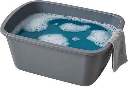 Vakly Wash Basins – Rectangular Plastic Hospital Bedside Soaking Tub - Small 7 Qt Graduated Bucket - Portable Washbasin for Washing, Cleaning, Foot Bath, Dishes, Face Cleansing Bowl (3)
