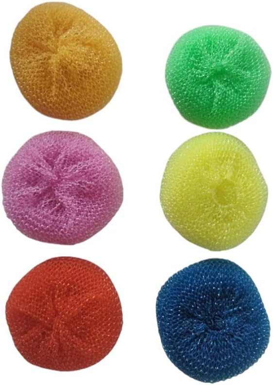 Plastic Dish Scrubbers for Dishes, Nylon Pot Round Scrubber Scouring Pad, Colorful Non Scratch Mesh Scouring Dish Pads Scrubbers for Cookware (24 Pack)