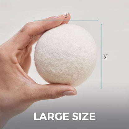 HOME GENIE Wool Reusable Dryer Balls XL, Anti Static Fast Drying Laundry for Pet Hair, Reduces Clothing Wrinkles, Lint, Natural Fabric Softener Essentials, Replace Dryer Sheets, Over 400 Loads 5 Pack