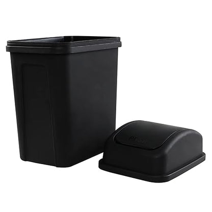 2 Gallon Swing Top Trash Can, Small Garbage Can with Swing Lid, Black