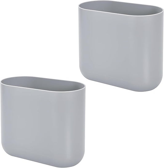 iDesign Small Slim Plastic Bathroom Trash Can, Garbage Can for Bedroom, Office, Desk, Dorm, 2-Pack, Gray