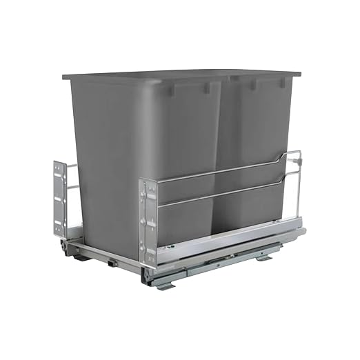Rok Hardware Soft Closing Undermount Kitchen Cabinet Heavy Duty Pull Out Organizer Trash and Recycling Center with Gray Finish Dual 36 Quart Capacity Waste Recycle Bins Garbage Can, ROKRECYCLE3GRY