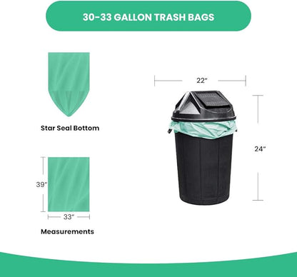 Reli. Compostable 33 Gallon Trash Bags | 40 Count | ASTM D6400 | Green | Eco-Friendly | For Compost