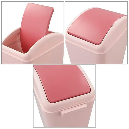 Kekow 4.5 Gallon Plastic Trash Can with Swing-Top, Swing Lid Waste Can, Pink