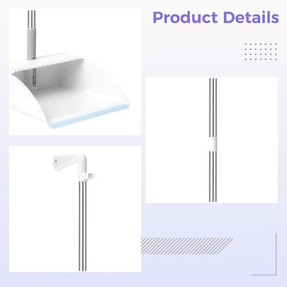 Broom and Dustpan Set, Long Handle, Standing, Foldable, for Home Use