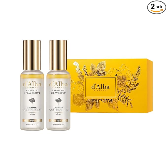 d'alba Piedmont White Truffle Vegan Gift Set, 2 bottles First Aromatic Spray Serum, Deep Hydration & Antioxidant Care, Vegan Facial Mist