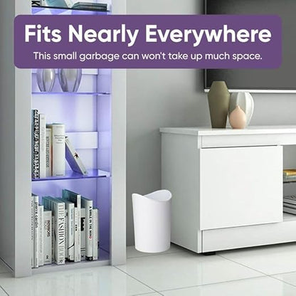 Superio MIni Bathroom Trash Can with Lid, Modern White Mini Waste Bin with Swing Lid (1 1/2 Gallon, 6 Liter) Plastic Garbage Can for Kitchen, Bathroom, Bedroom, Office, Under Desk (1, White)