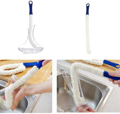 Wine Cleaning Brush Flexible Long Bottle Brush Cleaner for Wine Decanters, Goblets, Champagne, Cups, Glasses, Multi-Function Household Cleaning Tools (Dark Blue)