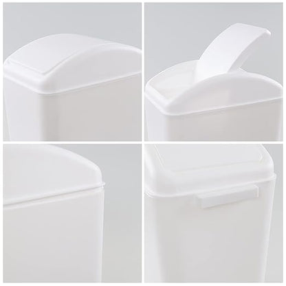 Vababa 3-Pack 4.5 Gallon Plastic Trash Can with Swing Lid, Swing-Top Waste Can, White