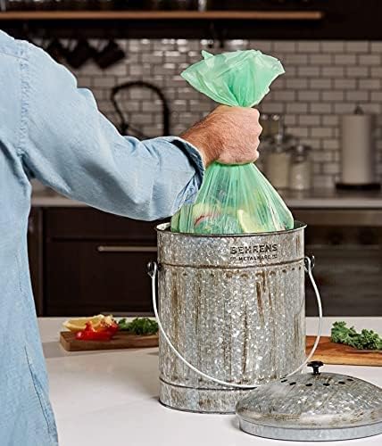 4-6 Gallon Small Trash Bags Biodegradable, 20 Liter Mini Compostable Strong Bathroom Garbage Bags with Tear & Leak Resistant, Recycling Eco-Friendly Trash Can Plastic Liner, Green, 100 Counts