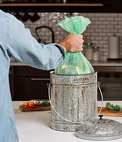 4-6 Gallon Small Trash Bags Biodegradable, 20 Liter Mini Compostable Strong Bathroom Garbage Bags with Tear & Leak Resistant, Recycling Eco-Friendly Trash Can Plastic Liner, Green, 100 Counts