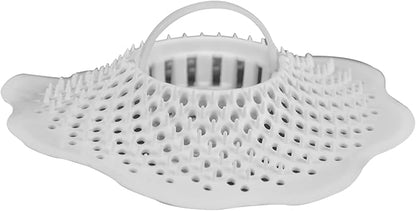 Rocky Mountain Goods Drain Hair Catcher for Bath/Shower - White Flex PVC Install in Seconds - Keep Drain from Clogging - Finger Lift Easy Cleaning - Universal Fit