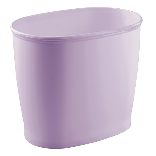 iDesign Slim Plastic Bathroom Trash Can, Small Garbage Bin for Bedroom, Office, Desk, Dorm, Purple