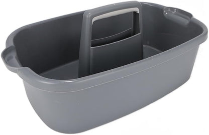 Large Cleaning Supplies Caddy Organizer, Portable Shower Caddy Plastic Basket with Handle, Stackable Tool Storage for Bathroom, Garden, Kitchen, Home Organization, Grey