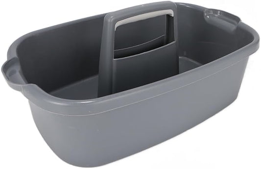 Large Cleaning Supplies Caddy Organizer, Portable Shower Caddy Plastic Basket with Handle, Stackable Tool Storage for Bathroom, Garden, Kitchen, Home Organization, Grey