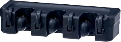 Superio Mop and Broom Holder Wall Mount Storage Organizer for Kitchen, Garage, Garden, 3 Slots (Black)