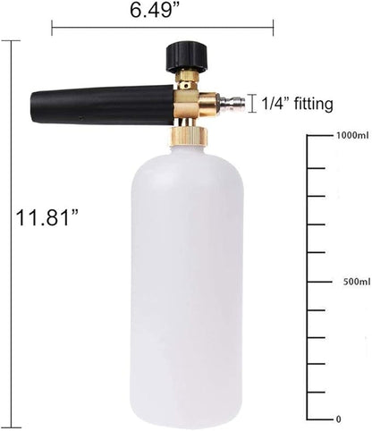 Foam Cannon with 1/4 Inch Quick Connector, 1 Liter Bottle, Professional Grade,uick Release (Up to 3200 PSI)