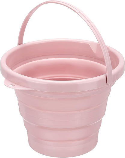 PATIKIL Collapsible Bucket 5L/1.3Gallon, Small Foldable Bucket Portable Plastic Round Tub for House Cleaning Car Washing Camping Fishing, Light Pink