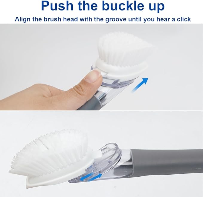 CELOX Dish Brush with Soap Dispenser, 1 Dish Wand & 3 Dish Brush Refill Heads