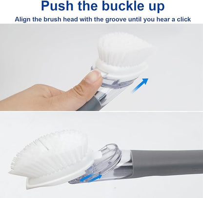 CELOX Dish Brush with Soap Dispenser, 1 Dish Wand & 3 Dish Brush Refill Heads