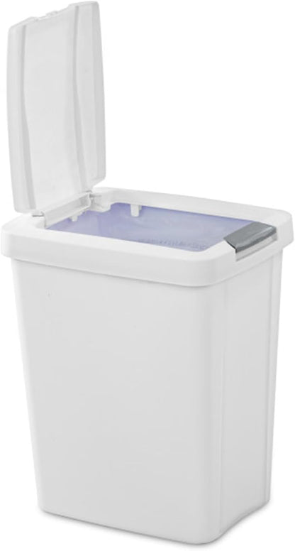 Sterilite 7.5 Gallon TouchTop Wastebasket Trash Can with Pop Up Lid for Kitchen, Bathroom, Mudroom or Office, 4 Pack, White