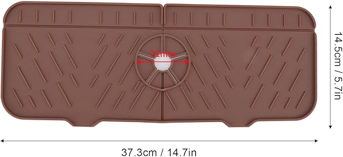 OUKENS Sponge Holder, Brown Silicone Washable Countertop Water Absorbent Faucet Mat for Kitchen Sink, Bathroom, RV, Reusable Splash Guard & Drip Catcher Tray