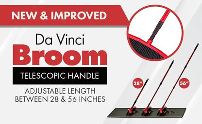 with Dustpan Combo Set – 16" Curved Head, 52" Adjustable Telescopic Handle, Soft PVC Bristles, Indoor Outdoor Broom and Dustpan Set for Kitchen, Pet Hair, Dust & Debris