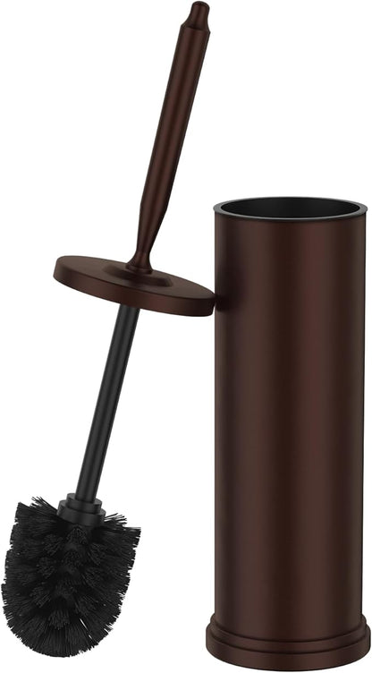Premium 304 Stainless Steel Toilet Brush and Holder: Weighted Stable Base, Removable Inner Tube, Splash-Proof Design for 360° Thorough Cleaning & Space-Saving Storage,Bronze