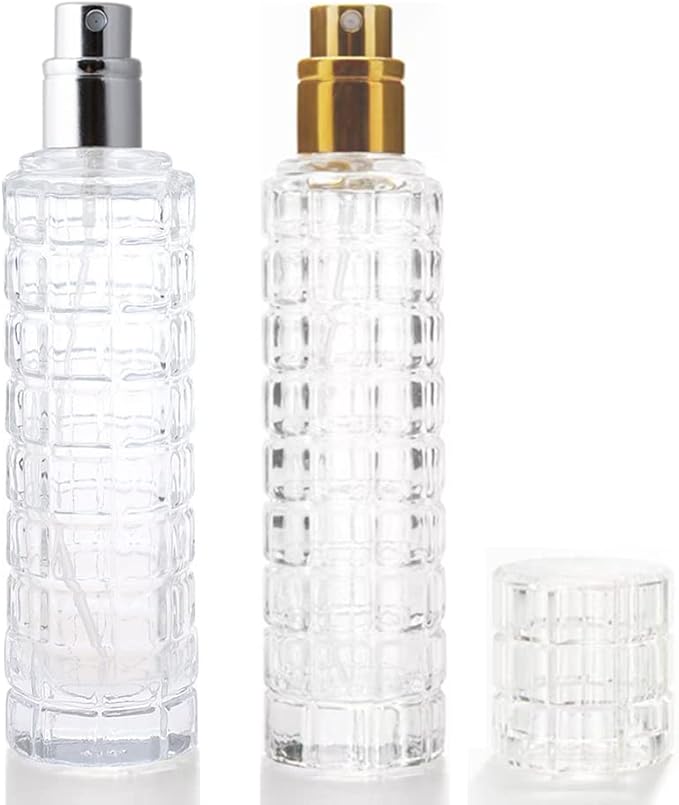 Glass Empty bottle Refillable Perfume Atomizer Spray Perfume Bottles 1 Ounce, Travel Cologne Bottle Portable (Gold and Silver)