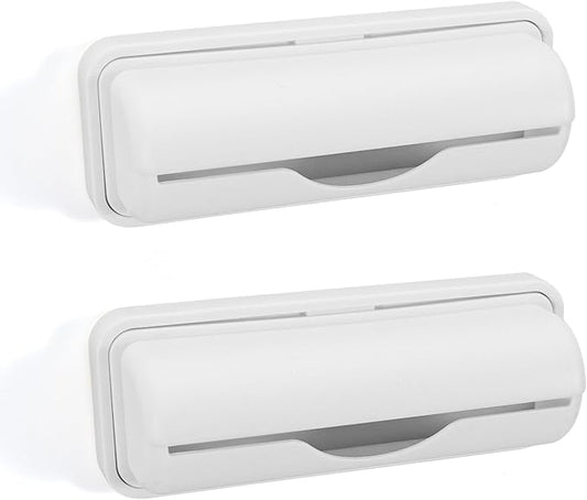 2 PCS Wall Mount Trash Bag Dispenser Roll Holder, Kitchen Garbage Bag Storage Box Roll Holder, Plastic Bag Holder Organizer Under Sink (Grey)