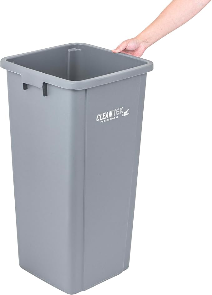 Restaurantware-Clean Tek Professional 23 Gallon Trash Can, 1 Square Waste Basket - Lid Sold Separately, Space Saving, Gray Plastic Garbage Bin, Ideal For Home, Office, Restaurant, And More