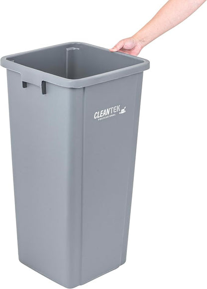 Restaurantware-Clean Tek Professional 23 Gallon Trash Can, 1 Square Waste Basket - Lid Sold Separately, Space Saving, Gray Plastic Garbage Bin, Ideal For Home, Office, Restaurant, And More