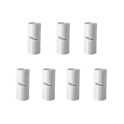 SUBEKYU Mini Trash Bags for Mini Trash Can,7 Rolls White Trash Bags for Desktop Wastebasket of Various Sizes,105 Count Total