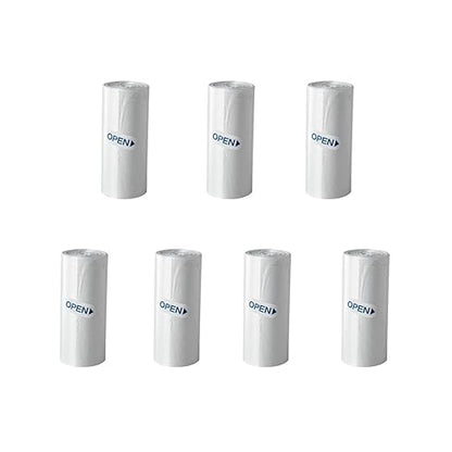 SUBEKYU Mini Trash Bags for Mini Trash Can,7 Rolls White Trash Bags for Desktop Wastebasket of Various Sizes,105 Count Total
