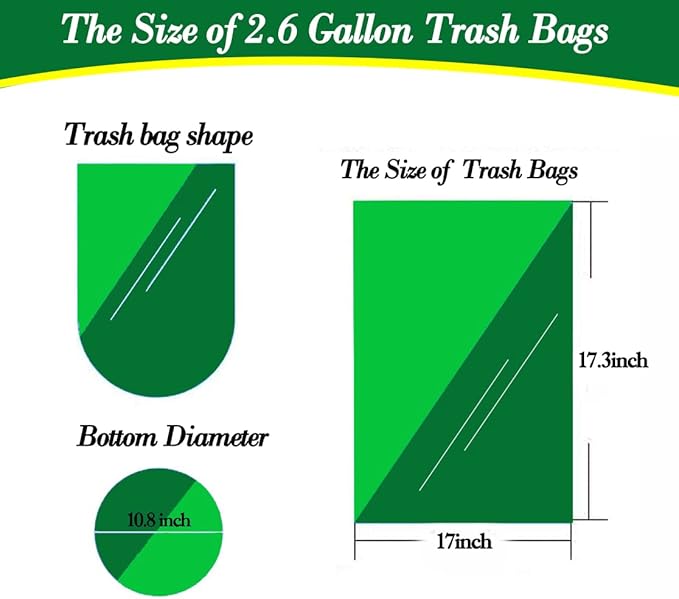 2.5 Gallon 120 pcs Small Black Trash Bags, Strong 2.5 Gallon 2.6 Gallon Garbage Bags, Bathroom Trash Can Bin Liners,Mini Bags Waste Basket Liner,Fit 6-10 Liter, 2-2.5 Gal-Black-120