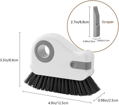 2 in 1 Groove Cleaning Brush Window Track Cleaning Tools,Multifunction Hard Bristle Crevice Cleaning Brush with Hidden Scraper, Grout Cleaner Grip Brush for Sliding Door Track(White,1PCS)