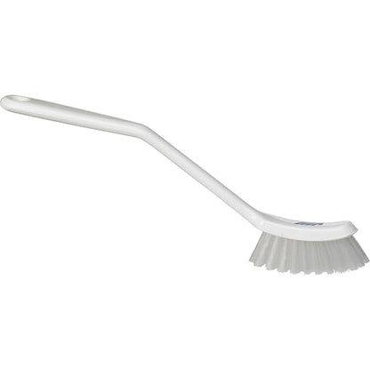 Vikan - Fine Dish Brush - Heavy-Duty, Narrow, Slip-Resistant Cleaning Brush, Polypropylene, Polyester Bristle, 11 Inch, White, (42875)