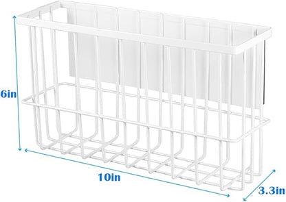 Picowe Large Dryer Ball Organizer Magnetic Storage Bin, Magnetic Basket Dryer Ball Holder for Laundry Room Organization and Storage to Hold 6 Dryer Balls, Without Balls (White, L )